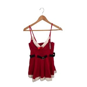 Red Santa-Inspired Dress with Black Belt